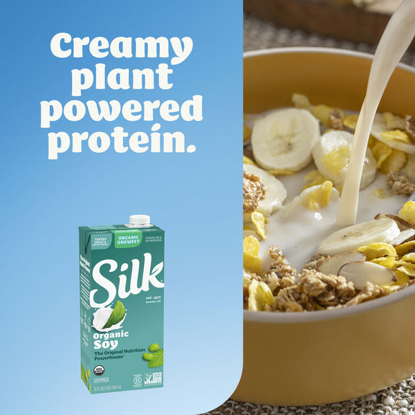 Silk Soy Milk, Organic Unsweet, Shelf Stable, Dairy Free, Lactose Free, Vegan Milk with 8g Protein per Serving, 32 FL OZ Quart DestGlow