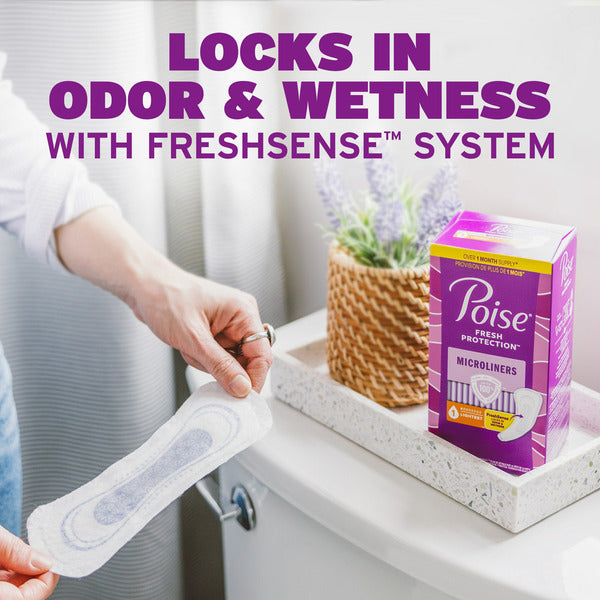 Poise Microliners, Incontinence Liners, 1 Drop Lightest Absorbency, Long