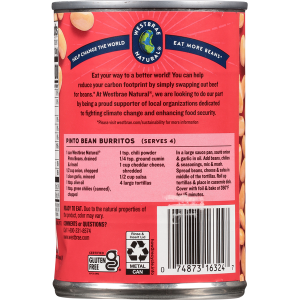 Westbrae Natural Pinto Beans, No Salt Added, Organic