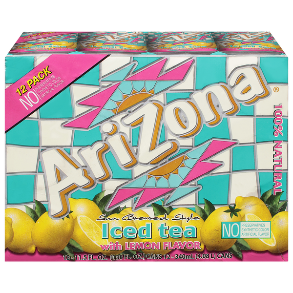 AriZona Sun Brewed Style Iced Tea with Lemon Flavor, Cans