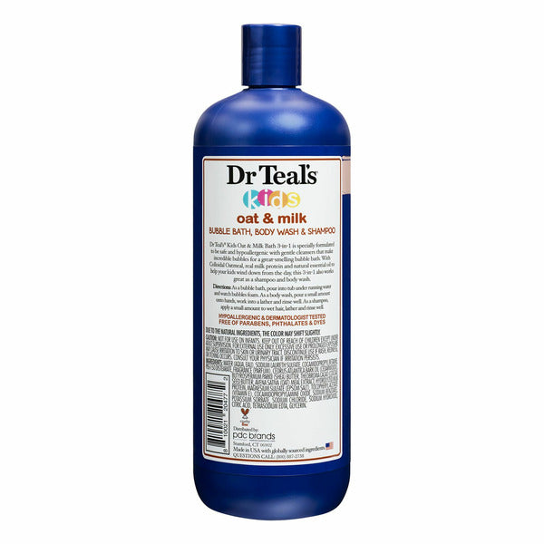 Dr Teal’s Kids 3-in-1 Bubble Bath, Body Wash & Shampoo, Oat & Milk