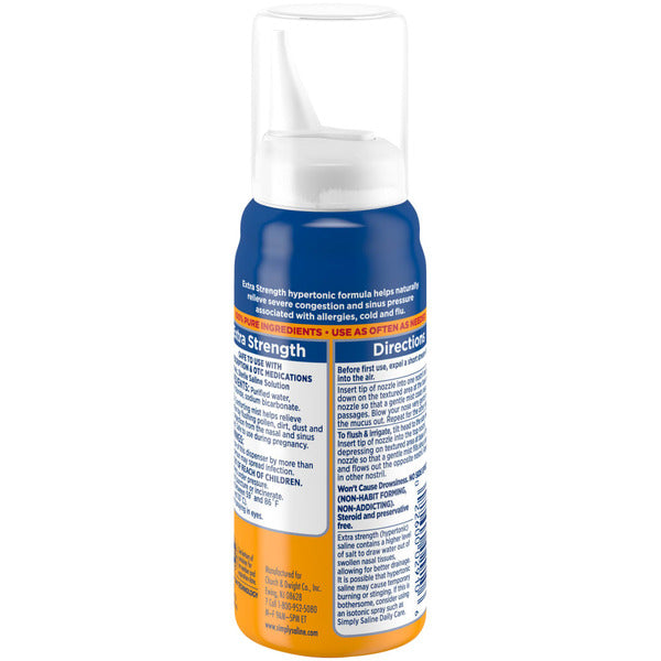 Arm & Hammer Simply Saline Extra Strength Nasal Mist- Instant Relief For Severe Congestion- One Bottle