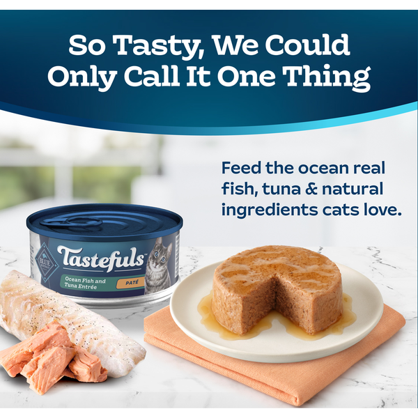 Blue Buffalo Tastefuls Natural Pate Wet Cat Food, Ocean Fish & Tuna Entrée