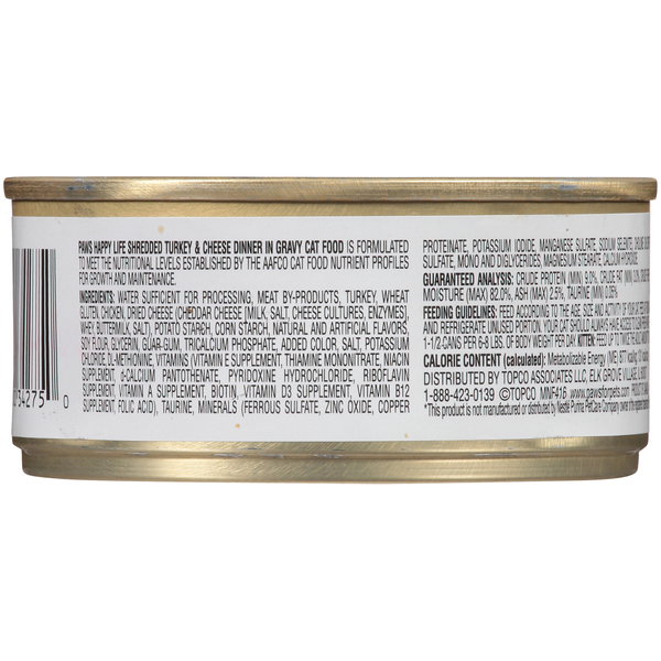 Paws Happy Life Turkey & Cheese Dinner In Gravy Shredded Cat Food