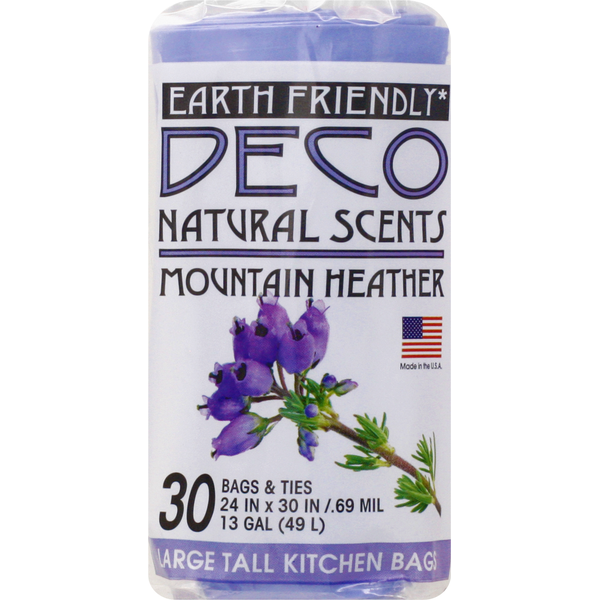 DECO Tall Kitchen Bags, Mountain Heather, Large, 13 Gallon