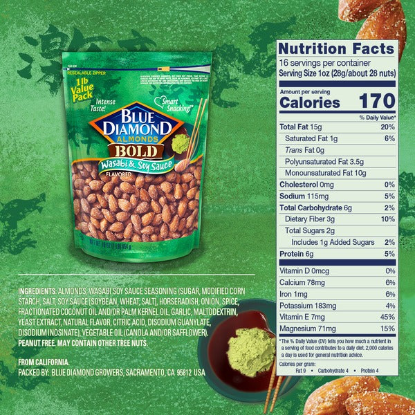 Blue Diamond BOLD Almonds, Wasabi & Soy Sauce