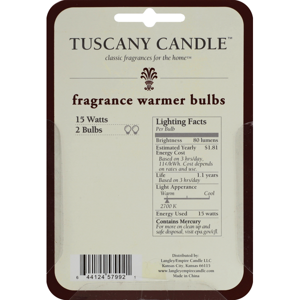 Tuscany Candle Warmer Bulbs, Fragrance, Candelabra, 15 Watts