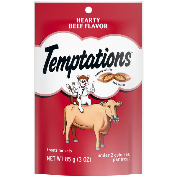 TEMPTATIONS Classic Crunchy and Soft Cat Treats, Hearty Beef Flavor