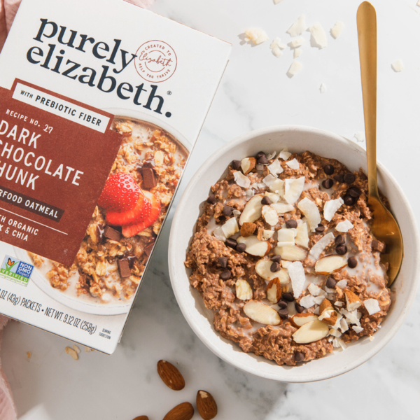 Purely Elizabeth Dark Chocolate Chunk Oatmeal Multipack, Prebiotic Fiber