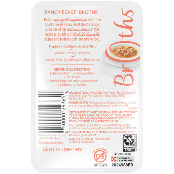 Purina Fancy Feast Broths Wet Cat Food Broth Complement Classic With Wild Salmon and Vegetables DestGlow