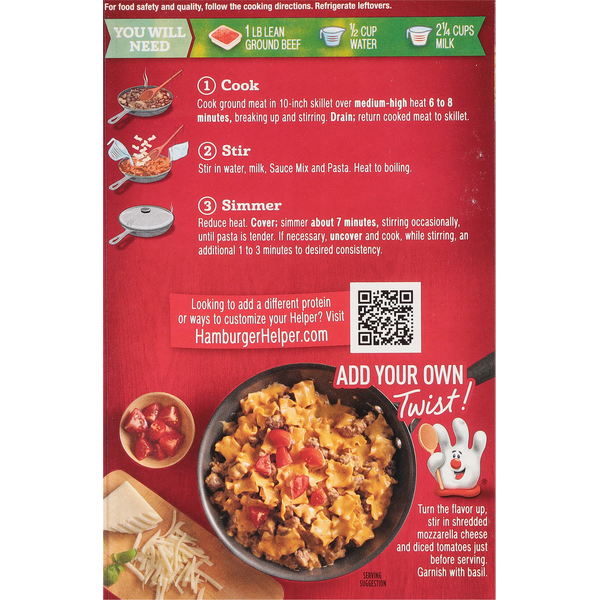 Hamburger Helper Four Cheese Lasagna, Robust Tomato & Herb Flavor