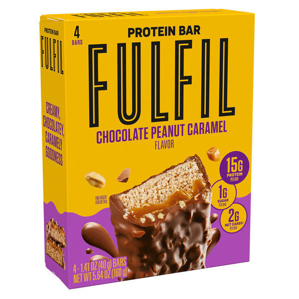 FULFIL Chocolate Peanut Caramel Flavored Protein Bars, 1.41 oz (4 Count)