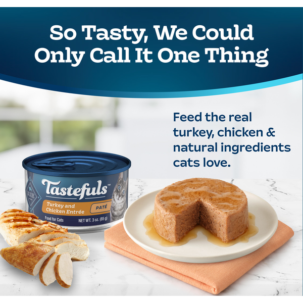 Blue Buffalo Tastefuls Natural Pate Wet Cat Food, Turkey & Chicken Entrée
