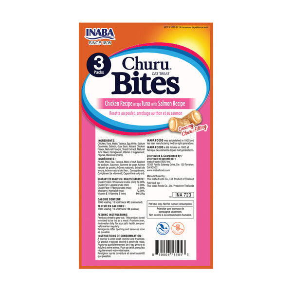 INABA Churu Tuna with Salmon Recipe, Lickable Creamy Puree Cat Treats