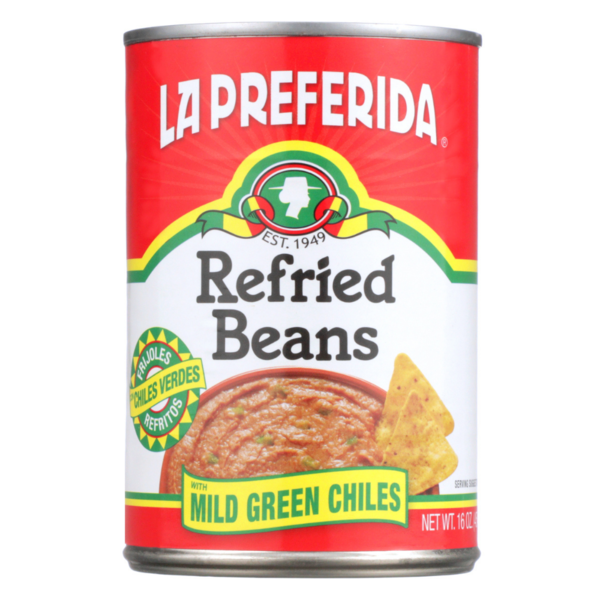La Preferida Refried Beans with Mild Green Chiles (con Chiles Verdes)