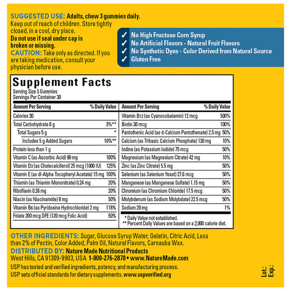 Nature Made Advanced Multivitamin Gummies For Him, Mens Multivitamin Gummies with Magnesium Citrate, Calcium & B Vitamins, Daily Support, 90 Gummies, 30 Day Supply