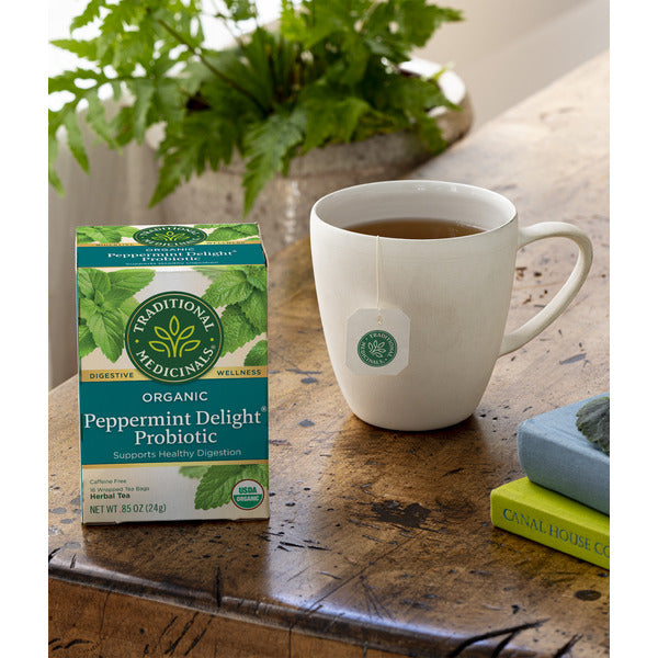 Traditional Medicinals Organic Peppermint Delight Probiotic, Caffeine Free Herbal Tea