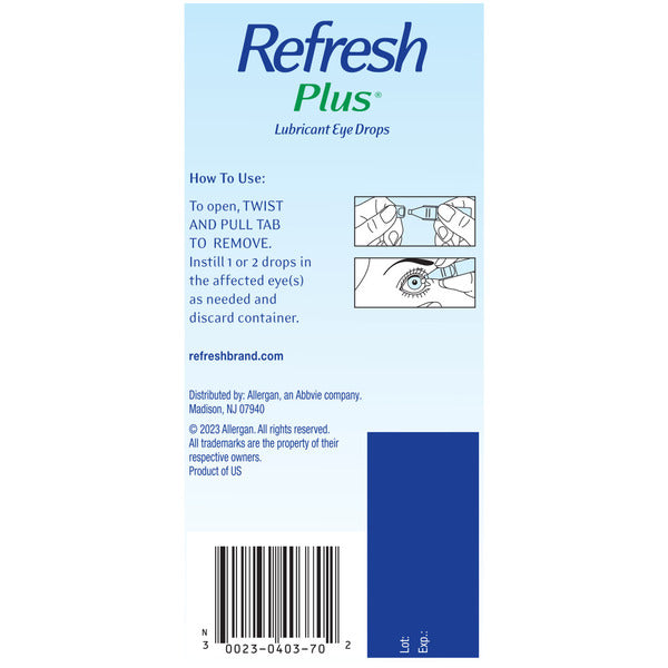 Refresh Plus Lubricant Eye Drops Preservative-Free Artificial Tears