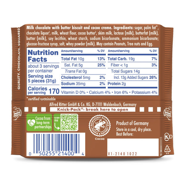 Ritter Sport Milk Chocolate with Butter Biscuit