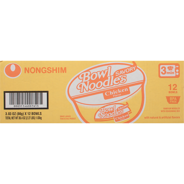Nongshim Bowl Noodles, Chicken Flavor, Savory