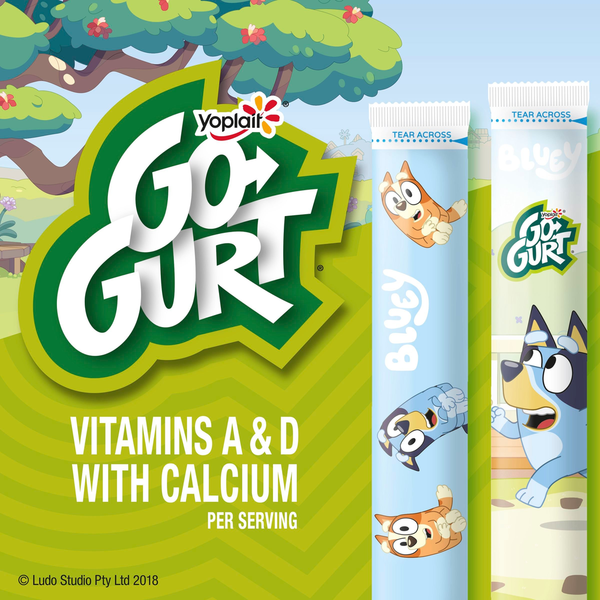 Go-Gurt Bluey Berry Kids Fat Free Yogurt Snack Tubes