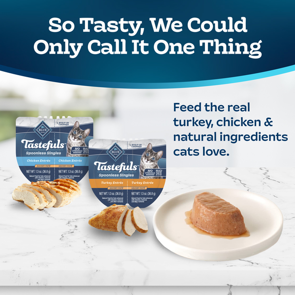 Blue Buffalo Tastefuls Spoonless Singles Wet Cat Food, Chicken and Turkey, Variety Pack
