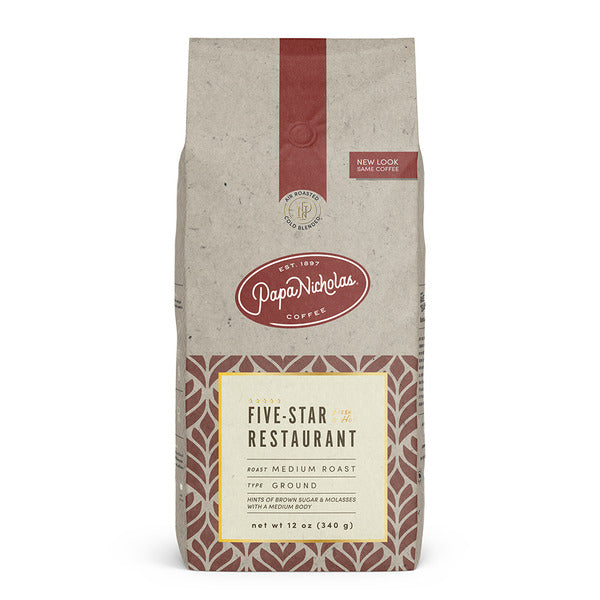 PapaNicholas Coffee Five Star Restaurant Blend, Medium Roast Ground Coffee