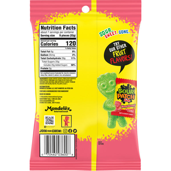 SOUR PATCH KIDS Watermelon Soft & Chewy Gummy Candy 8 oz