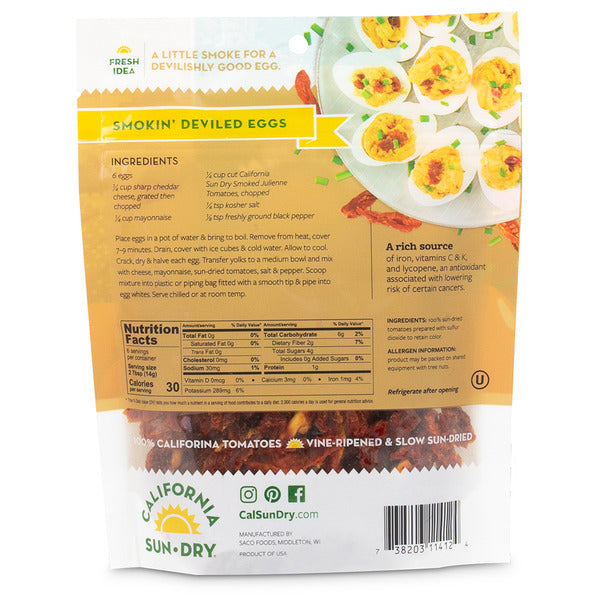 California Sun Dry Smoked, Julienne Cut Sun-Dried Tomatoes