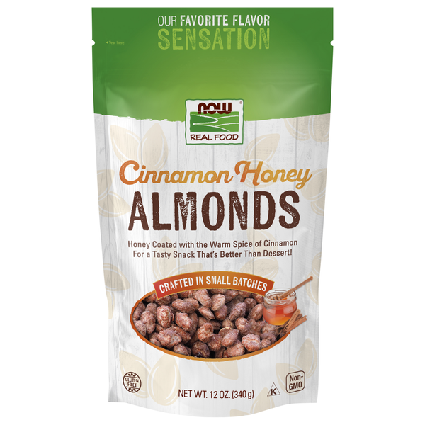 NOW Real Food Almonds, Cinnamon Honey