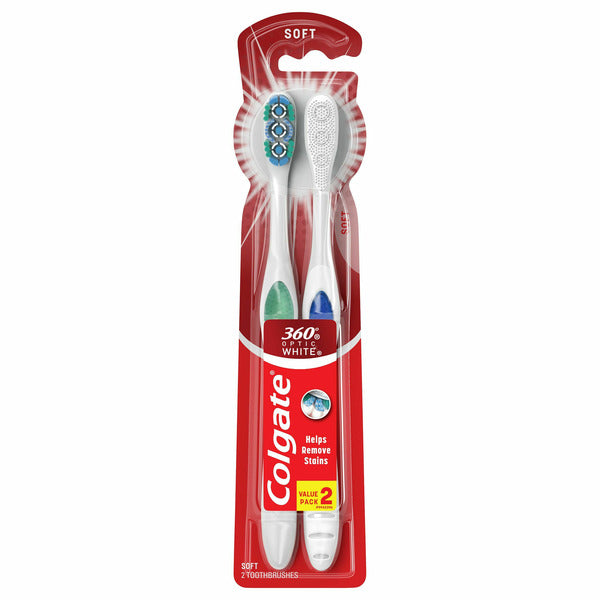 Colgate 360 Optic White Soft Toothbrushes for Stain Removal