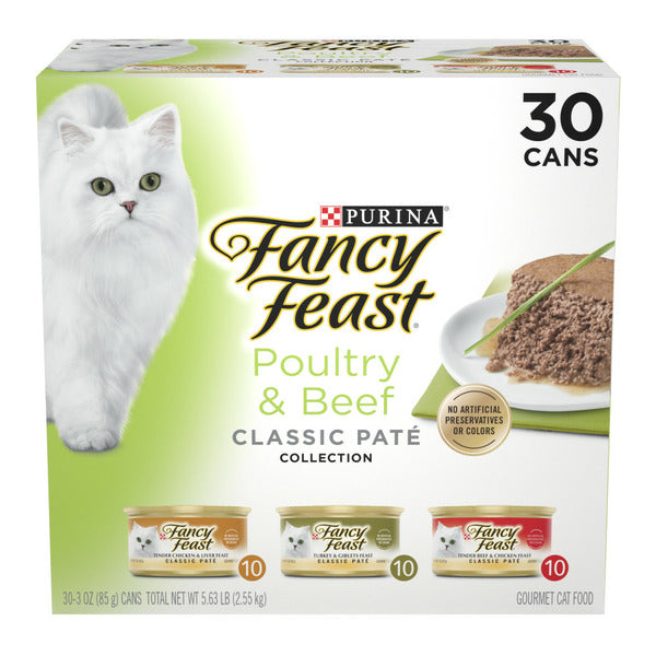 Purina Fancy Feast Poultry and Beef Feast Classic Pate Collection Grain Free Wet Cat Food DestGlow