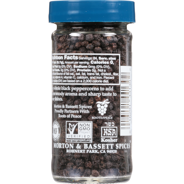 Morton & Bassett Spices Peppercorns, Whole Black