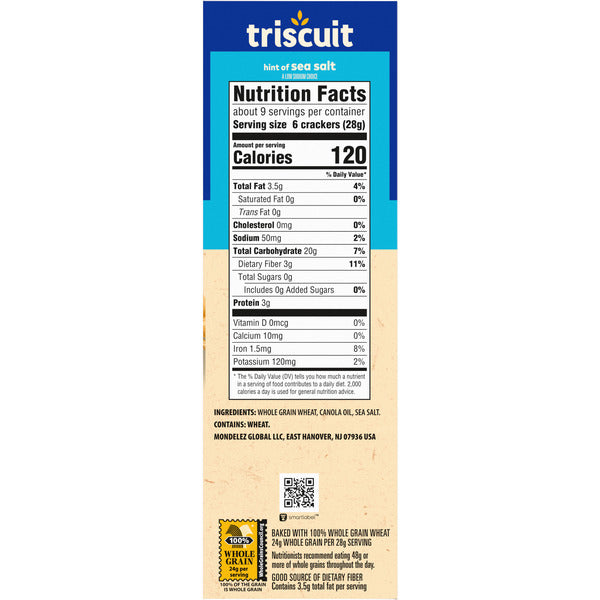 TRISCUIT Hint of Sea Salt Whole Grain Wheat Crackers
