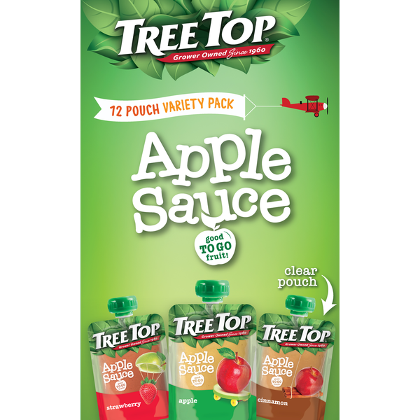 Tree Top Apple Sauce Variety Pack, Cinnamon/Strawberry/Apple, Pouches