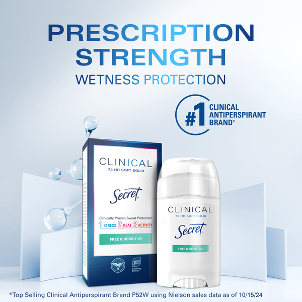Secret Clinical Strength Soft Solid Antiperspirant and Deodorant, Free & Sensitive