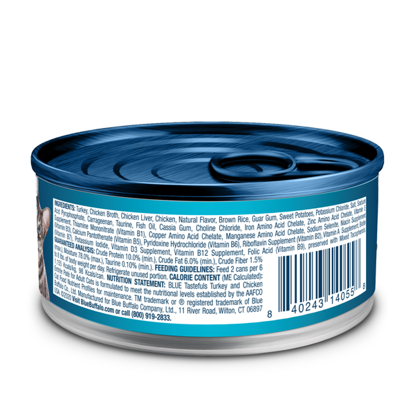 Blue Buffalo Tastefuls Natural Pate Wet Cat Food, Turkey & Chicken Entrée