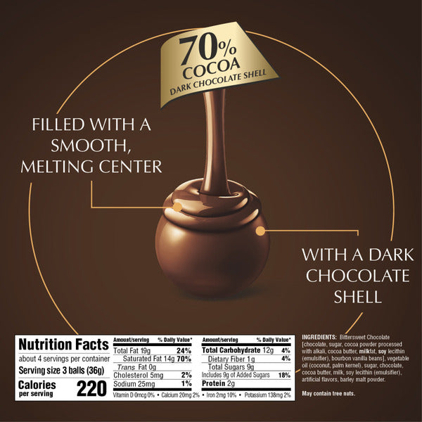 Lindt Lindor 70% Extra Dark Chocolate Candy Truffles