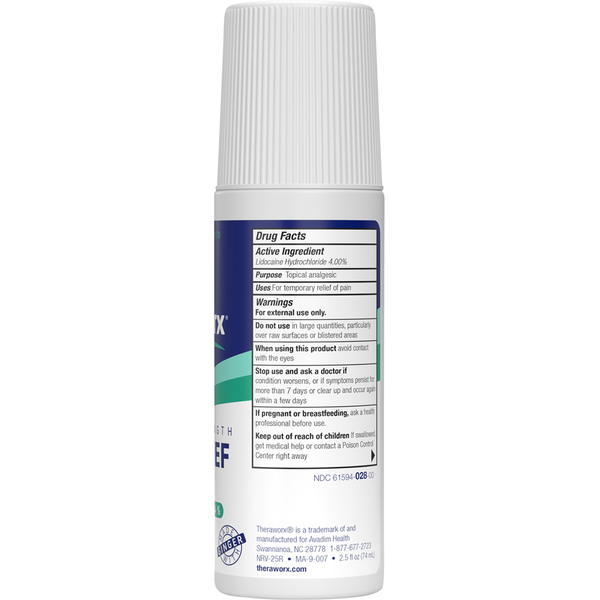 Theraworx Maximum Strength Lidocaine Hcl 5% Pain Relief Roll-On