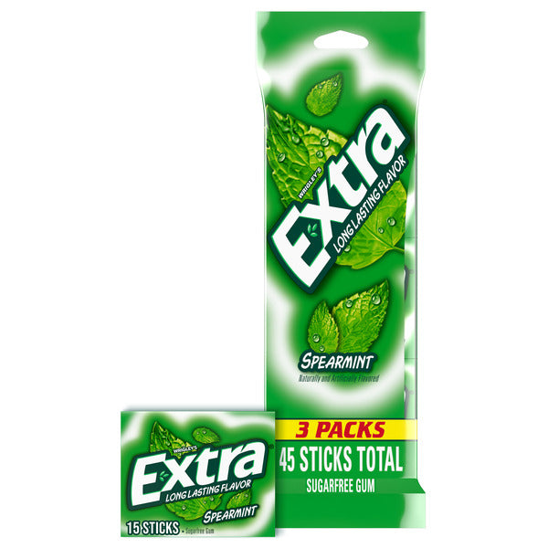 Extra Spearmint Sugar Free Chewing Gum Spring Break Travel Accessories