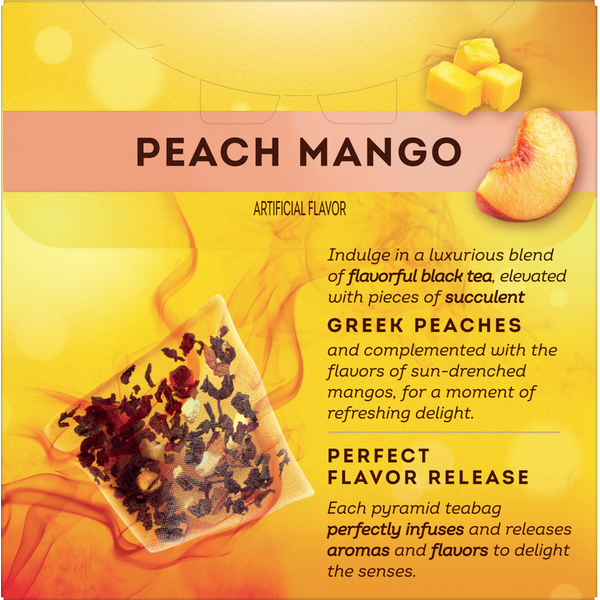 Lipton Black Tea, with Peaches from Greece, Peach Mango, Pyramid Teabags