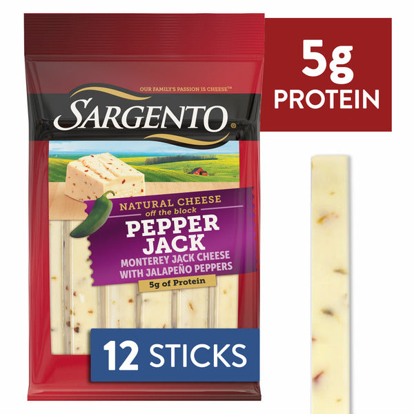 Sargento Natural Pepper Jack Cheese Sticks, 12-Count