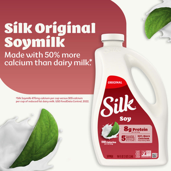 Silk Soy Milk, Original, Dairy Free, Gluten Free, Delicious Plant Based Milk with 5 Essential Nutrients, 96 fl oz Bottle DestGlow