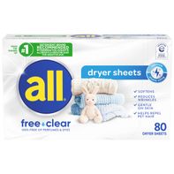 All Fabric Softener Dryer Sheets, Free Clear, 80 C...
️