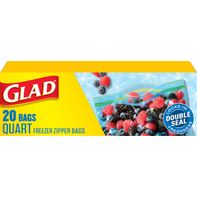 Glad Zipper Freezer Storage Plastic Bags, Quart️
