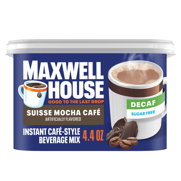 Maxwell House Sugar Free Decaf Suisse Mocha Cafe Instant Cafe-Style Beverage Mix