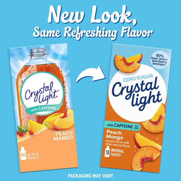 Crystal Light Peach Mango Powdered Drink Mix with Caffeine