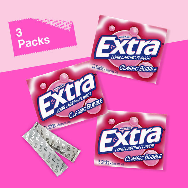 Extra Classic Bubble Sugar Free Chewing Gum Pack