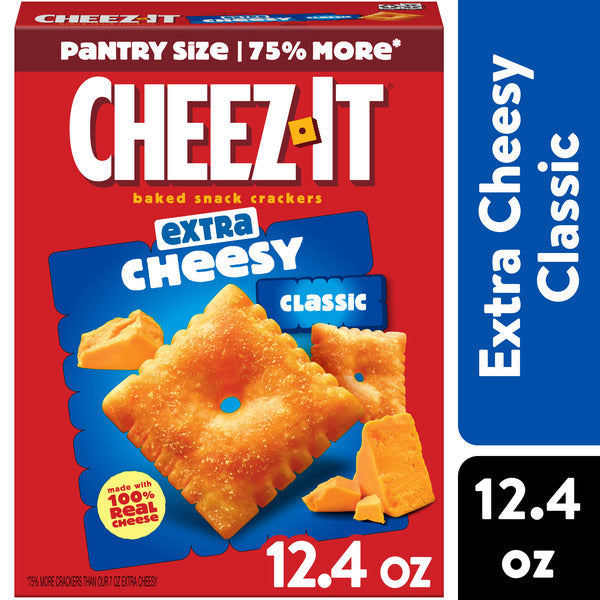 Cheez-It Extra Cheesy Cheese Crackers, Baked Snack Crackers, 12.4 oz
