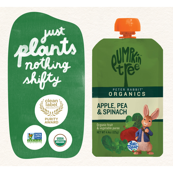 Pumpkin Tree Fruit & Vegetable Puree, Organic, Apple, Pea & Spinach